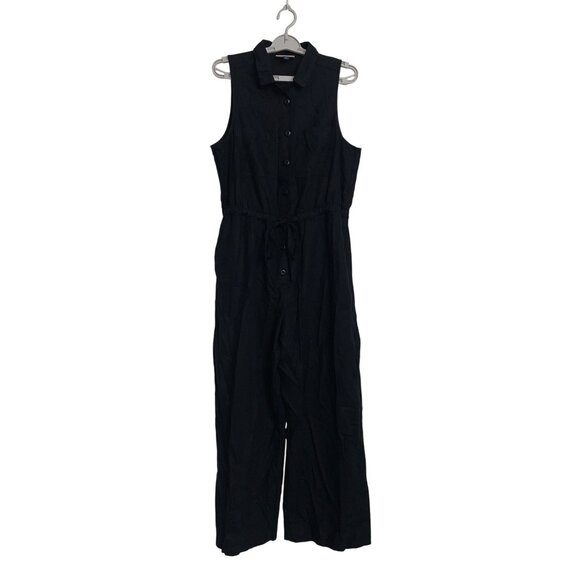 Universal Thread Womens Sleeveless Black Button-Down Jumpsuit With Pockets - Picture 9 of 12